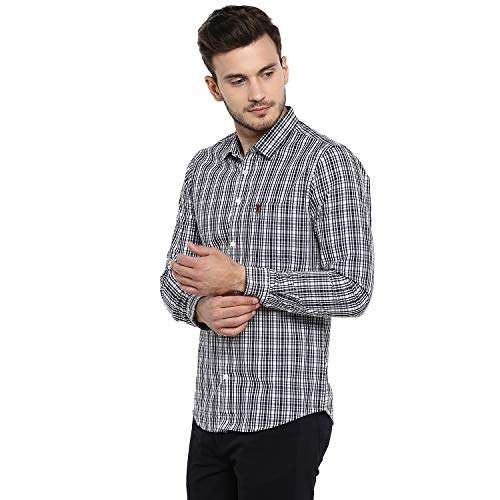 Red Tape Men's Checkered Regular Fit Shirt (RFS0124_Navy White M) 4
