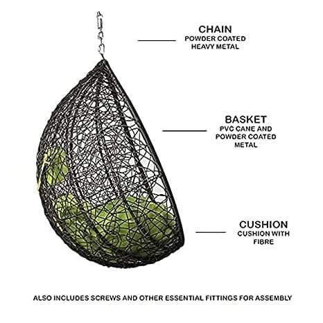 ANAND INDIA GROUPS Outdoor Swing Chair/Ceiling Swing Chair Outdoor Indoor Balcony Garden Patio Without Stand with Cushion (Swing-Black, Cushion-Light Green) 4