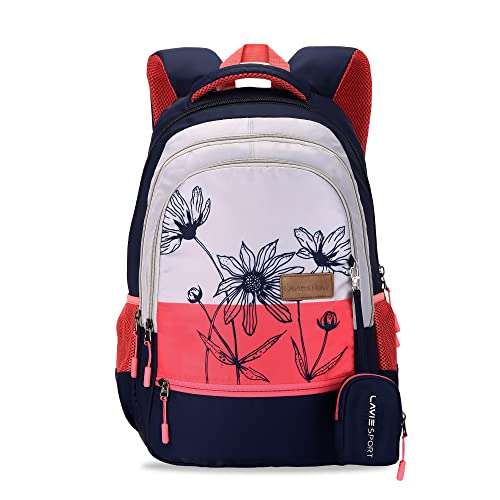 Lavie Sport Lily 40 Ltrs Stylish Backpack | School College bag for girls (Navy)