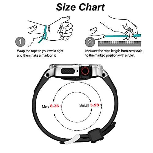 T-ENGINE Metal Case Compatible with Apple Watch Series 7/8/9 (45mm) for se Series 6/5/4 (44mm), One-Piece Metal Case with TPU Band for 45mm 44mm 4