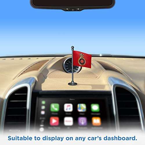 The Flag Corporation RCB Royal Challengers Bangalore Car Dashboard Flag 2in x 3in With A Stainless Steel Gunmetal Black Base 3