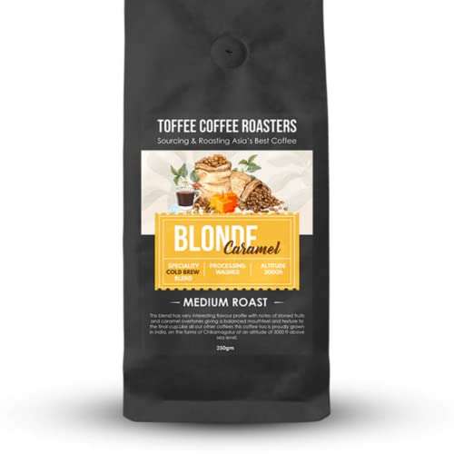 Toffee Coffee Roasters | Blonde Caramel Coffee | Speciality Blend | Arabica Freshly Medium Roast | Coffee Notes: Stoned Fruits & Caramel | Grind: Chemex| Freshly Roasted | 500 gms