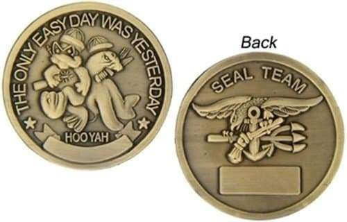 THE ONLY EASY DAY WAS YESTERDAY-HOO YAH-United States Navy SEAL Team Challenge Coin (HMC 22333)