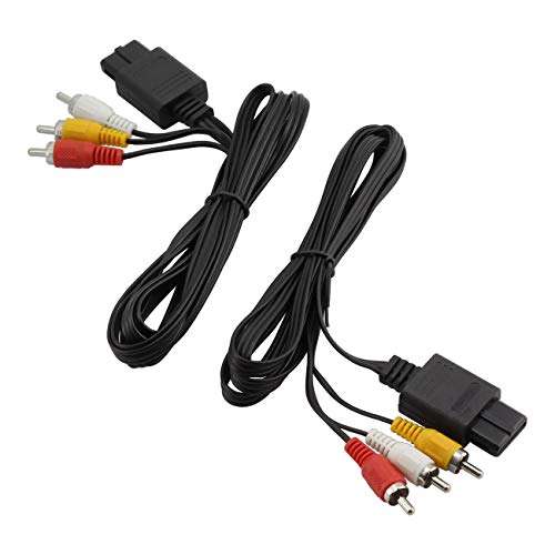 ZRM&E 2pcs N64 to 3 RCA AV Cable Game Video System 6FT Audio TV S-Video Cord Adapter Cable for Gamecube NGC/SFC/SNES Connectors 1.8m 1