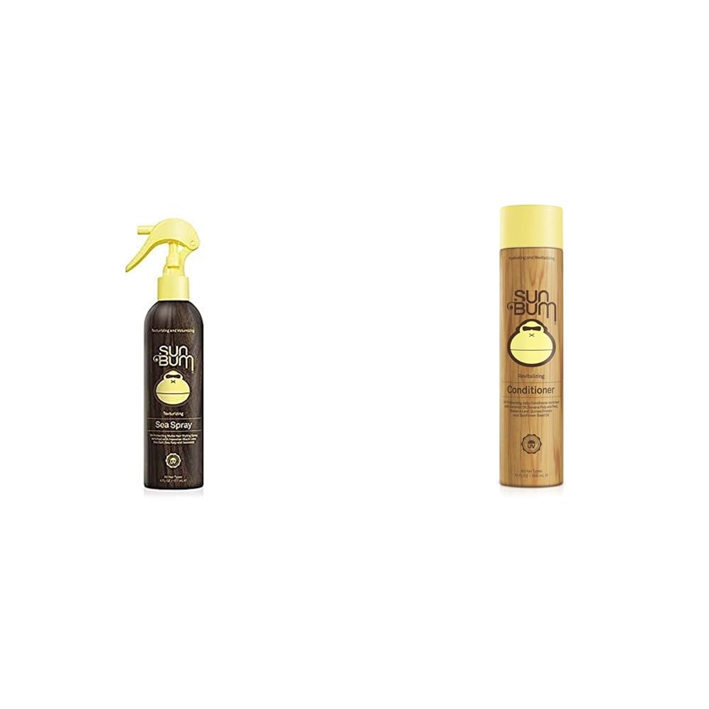 Sun Bum Sea Spray|Texturizing and Volumizing Sea Salt Spray | UV Protection With a Matte Finish | Medium Hold | 6 FL OZ Bottle & Revitalizing Conditioner| Smoothing and Shine Enhancing 1