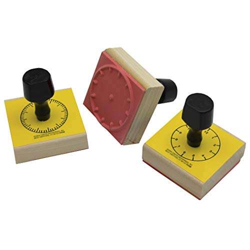 READY 2 LEARN Analog Clock Stamps - Set of 3 - Wooden Stamps for Telling Time Activities and DIY - Use for Flashcards, Worksheets, Invitations, Albums and Scrapbooks 1