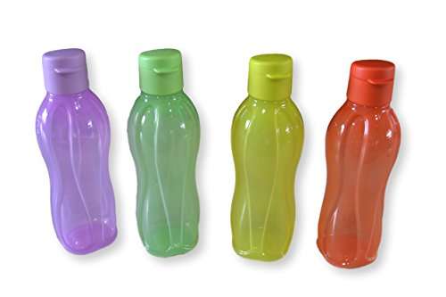Tupperware Aquasafe Plastic Bottle Set, 500ml, Set of 4, Multicolour (Tup_B01DGO5YG6)