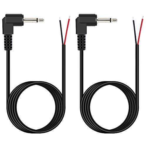 Fancasee 2-Pack 6FT 3.5mm 1/8 to Speaker Wire TS Mono Right Angle Male Plug to Bare Wire Pigtail 3.5mm Jack Connector Adapter Repair Audio Cable for Speaker, Trigger Cable