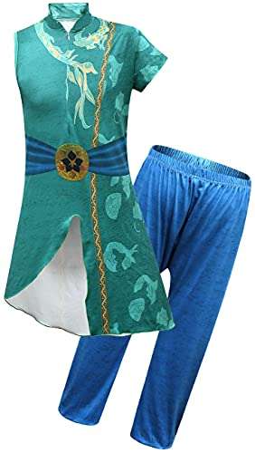 Topcos Kids Raya Cosplay Costume Last Dragon Suits Jumpsuit for Girls Full Set Outfits for Halloween (Small, Style 2) 1