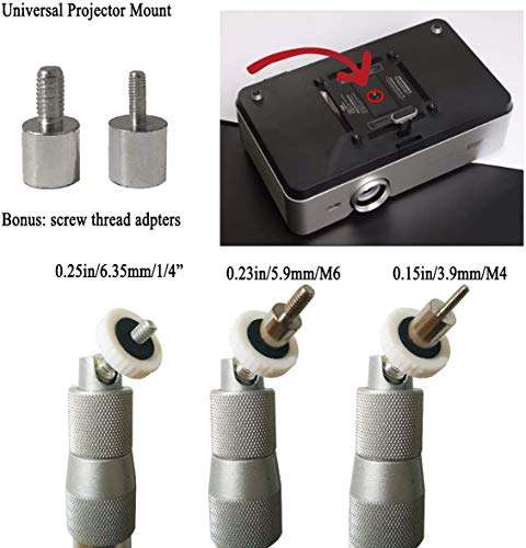 Universal Projector Mount Projector Ceiling/Wall Mount 12-17 inch Adjustable Height 360° Rotation Stainless Aluminium Alloy Cable Management Also as Mini Projector CCTV DVR Camera Mount 6