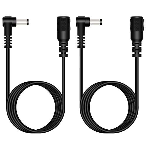 DC Power Extension Cable, 5.5mm x 2.1mm Extension Cord, 2-Pack 6FT 90 Degree Right Angle Male to Female Plug Jack Power Supply Adapter Cable for CCTV Surveillance Security Camera Monitor LED Strip 1