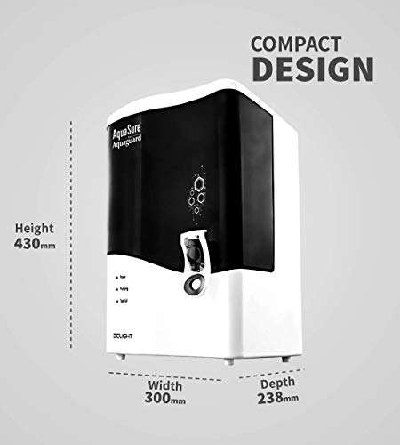 Aquasure From Aquaguard Delight RO+UV+MTDS ,7L storage water purifier,suitable for borewell,tanker,municipal water (White) from Eureka Forbes 3