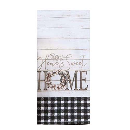 18TH STREET GIFTS Farmhouse Kitchen Towels, Set of 2 Black and White Buffalo Plaid Towels - Happiness is Homemade and Home Sweet Home 6