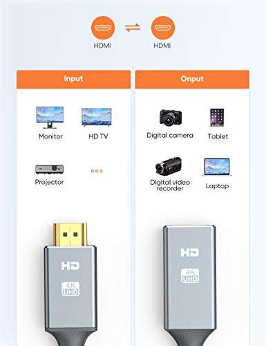 oldboytech HDMI Extension Cable 1.5FT, 4K HDMI Extender Male to Female Cable, Nylon Braided 2.0 hdmi Extender 5