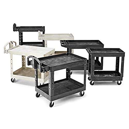 Rubbermaid FG452089BLA Heavy-Duty Flat Handle 2 Shelf Cart, 45.94" x 10.46" x 10.46" 5