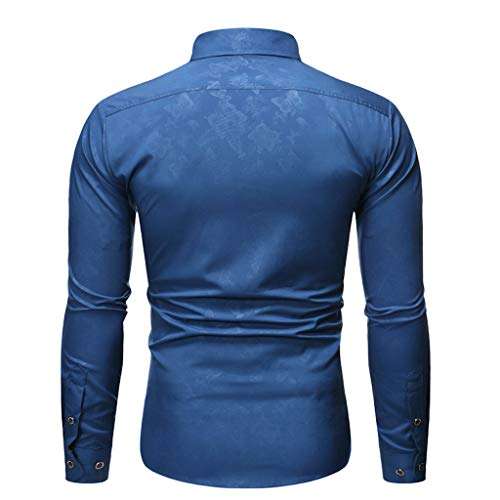 Mens Novelty Butterfly Printed Shirts Long Sleeve T-Shirt Casual Slim Fit Dress Shirts Blue 6