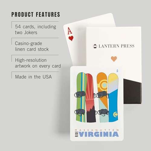 Lantern Press Snowboards in Snow, Massanutten, Virginia (52 Playing Cards, Poker Size Card Deck with Jokers) 3