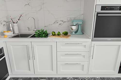 BUHO1991 10Pcs 192mm Kitchen Handles with Screws Stainless Steel T Bar Cabinet Cupboard Handle Pull Handle Door Handle Set for Kitchen Drawer Bedroom Furniture (10, Hole Centers 192mm) 5