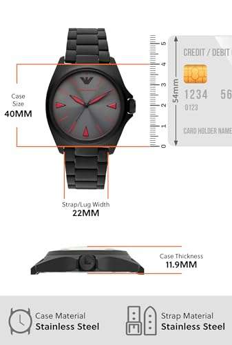 Emporio Armani Stainless Steel Analog Grey Dial Men Watch-Ar11393, Black Band 3