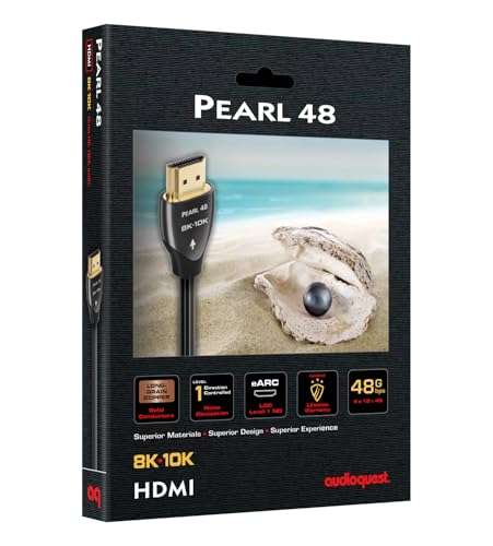 AudioQuest 1.5m Pearl 48 2.1 HDMI Cable - 8K/10K Ultra HD, Gaming, High-Speed, 48Gbps, HDR, eARC 2