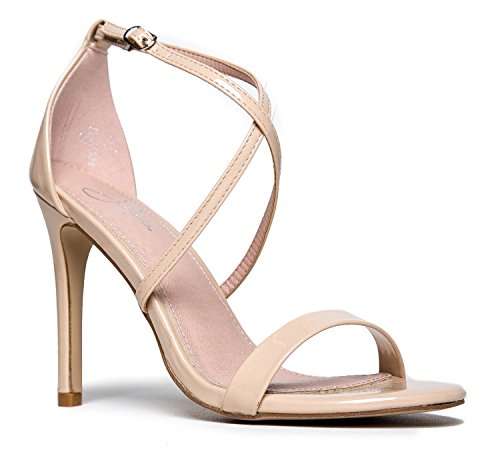J. Adams Bellini Strappy High Heel Sandal, Nude Vegan Patent, 9