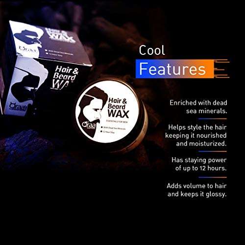 Qraa Men Hair and Beard Wax, 100 g (Pack of 2) 3