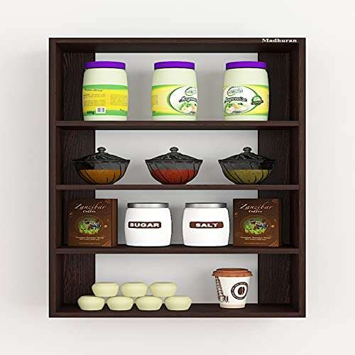 Madhuran Engineering Wood Home Shelf Multipurpose Kitchen Display Storage Rack Cabinet Wenge 4