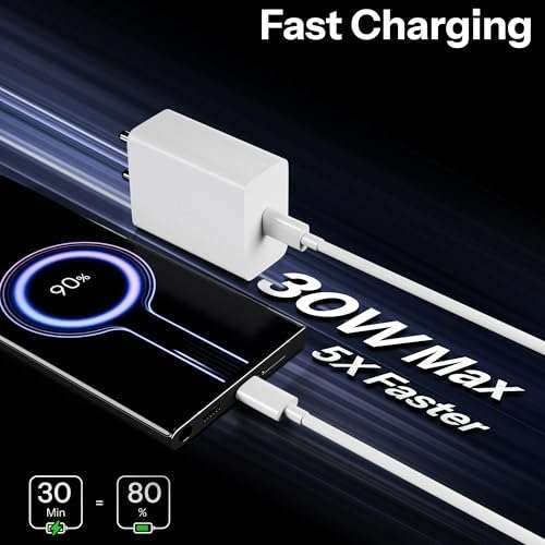 AILKIN 30W Type C Fast Charger Adapter with USB C to Type C Cable, Compatible with Google Pixel 9 Pro XL/9 Pro Fold/9 Pro/9/9a/8 Pro/8/8a,Laptop,Tablet,Chromebook & More, Quick Charging USB C Adapter 5