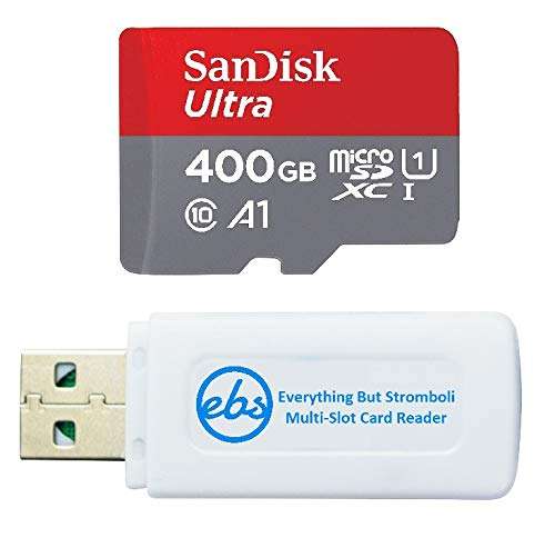 SanDisk Ultra 400GB Micro SD Card for Motorola Phone Works with Moto G Power (2021), One 5G Ace, Moto G Play (SDSQUA4-400G-GN6MN) Bundle with (1) Everything But Stromboli MicroSDXC Memory Card Reader 1