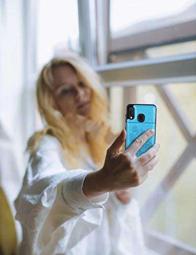 SHIYISHI Flip Case for Samsung A10E Case, Embossed Flower Series Premium PU Leather Galaxy A10E case for Women with Wallet Card Holders Slim A10E Phone Case for Samsung Galaxy A10E / A20E, Lake Blue 6