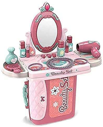 HS ENTERPRISE 3 In 1 Beauty Makeup Plastic Pretend Play Set Fashion Set Suitcase Toy, Gift For Girls 3-8 Year Old Kids, Multicolor 6