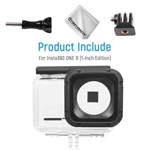 Waterproof Housing Case Compatible with Insta360 ONE R 1-INCH Edition Action Camera Co-Engineered with Leica Protective Underwater Dive Case Shell with Bracket Accessories 3
