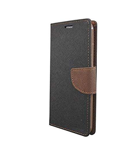 Coverage Mercury Wallet Flip Cover for Lenovo K5 Note - Black::Brown