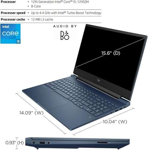 HP Victus Gaming Laptop, 15.6" 144Hz FHD, 8-Core Intel Core i5-12450H(Beats i7-11800H), NVIDIA GeForce RTX 3050, Backlit KB, SD Card Reader, WiFi 6, W/128GB SSD, Blue, Windows 11 Home(32GB |1TB SSD) 4