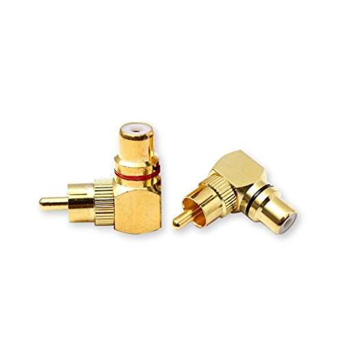Besmelody RCA Male to Female Plug Adapters M/F Gold-Plated Connector 90 Degree Right Angle 2