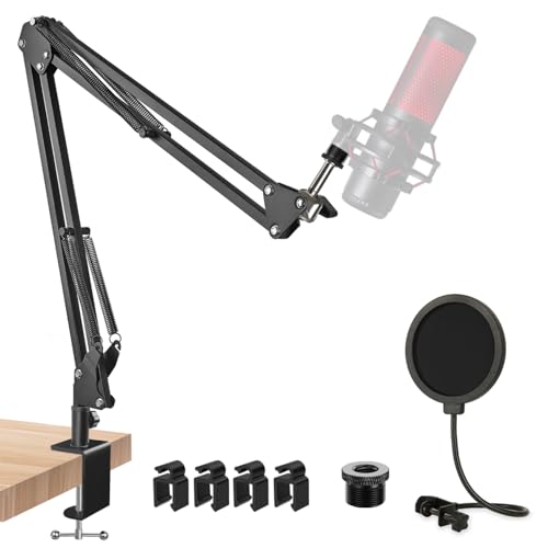 Rigych QuadCast Boom Arm Mic Stand, Adjustable Mic Arm Suspension Boom Scissor Microphone Stand for HyperX QuadCast S and 2 S RGB-USB, QuadCast 2 Condenser Microphone