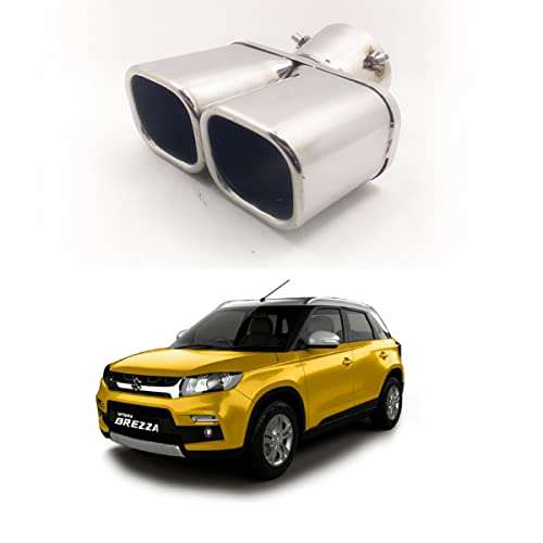 Oshotto Stainless Steel SS-010 Car Exhaust Muffler Silencer Cover Compatible with Maruti Suzuki Brezza (Chrome)