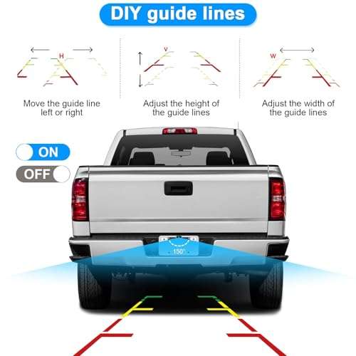 Rohent Rear View Mirror Camera - 5'' Monitor HD 1080P Backup Camera Easy Install IP69 Waterproof Clear Night Vision DIY Guide Lines for Car Truck Minivan SUV - N01 4