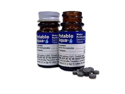 Potable Aqua Water Purification Tablets, Portable and Effective Water Purification Solution for Camping, Hiking, Emergencies, Natural Disasters and International Travel, Two 50ct Bottles, Blue 3