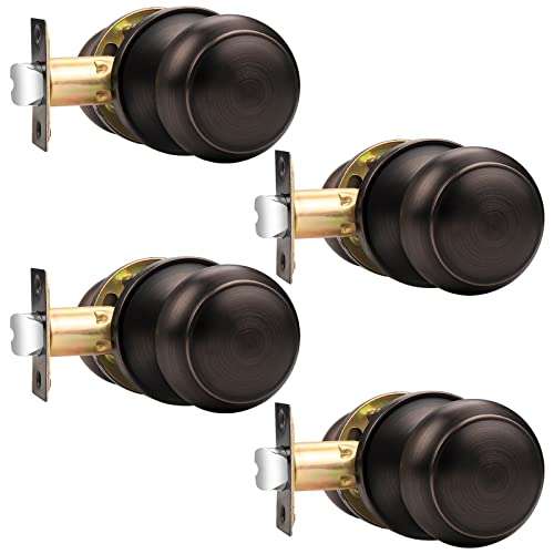 Probrico Interior Door Knobs for Hall Closet, Passage Door Knobs Door Handles, Keyless Non-Locking Handles, Oil Rubbed Bronze, 4 Pack 1