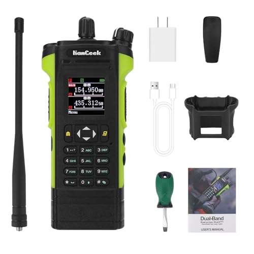HAMGEEK APX-8000 12W Dual Band Radio Handheld VHF UHF Walkie Talkie with Dual PTT Duplex Working Mode 8800mAh (Green) 1
