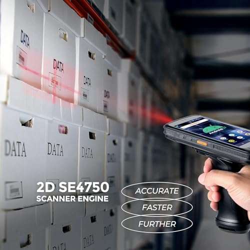 MUNBYN Android 13 Barcode Scanner Handheld Mobile Computer 1D/2D QR, US Repair Center, 2 Years No-Charge Repairs, Zebra SE4750 Engine, 8000mAh, Full Screen with Pistol Grip, 4G, Wi-Fi, PDA Scanner 5