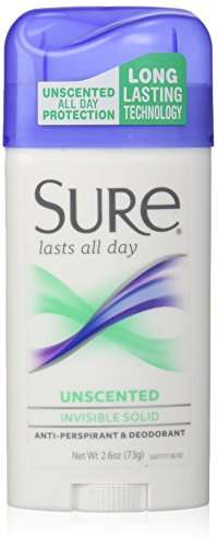 Sure Invisible Solid Anti-Perspirant and Deodorant, Unscented, 2.6-Ounces (Pack of 6) 1