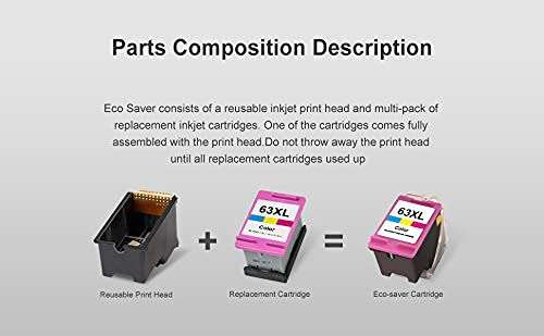 LemeroUexpect Remanufactured Ink Cartridge Replacement for HP 63XL 63 XL for OfficeJet 5258 5255 4650 3830 4655 4652 3634 Envy 4520 Deskjet 1112 3636 Printer (1 Print Head, 3 Color Inkwel) 2