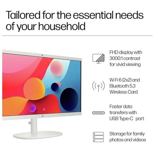 HP 22" All-in-One Desktop Computer for Home and School, Intel Quad-Core Processor (Beat i3-1110G4), FHD Display, 48GB DDR5 RAM, 4TB PCIe SSD, WiFi 6, Bluetooth, Business AIO, Windows 11 Pro, AZ-XUT 2