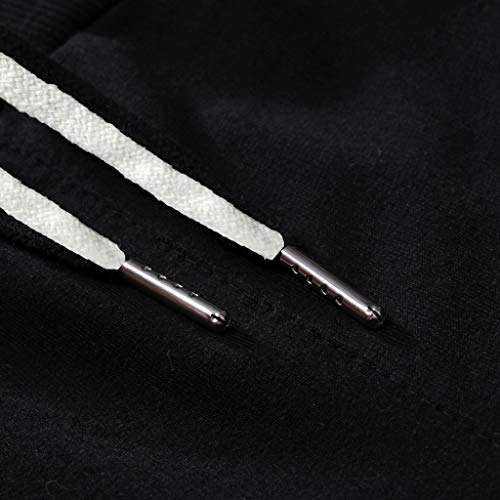 EINCcm Stripes Printed Sports Pants for Men, Elastic Waist Drawstring Trousers Slim Fit Casual Loose Joggers Trousers(Black, L) 6