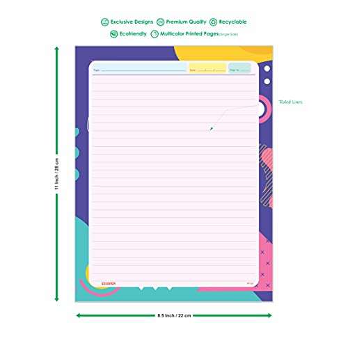 ESCAPER Abstract Theme Project Papers - Multicolor Practical Sheets for Assignment, Art & Craft One Side Ruled Lines Paper, Designer Ruled Coloured Paper, Perfect for School Projects 2