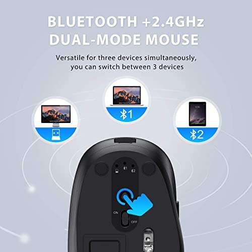 iClever Wireless Keyboard and Mouse DK03, Rechargeable Dual-Mode (Bluetooth+2.4G) Bluetooth Keyboard and Mouse Set, Ultra-Slim Multi-Device Keyboard for Mac, iPad, Apple, Android, Windows, Grey 5