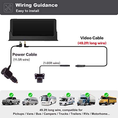 1080P Backup Camera and 7 inch Monitor kit for Truck/car/Pickup/rv/Trailer/SUV HD Rear or Front Automobile Camera 5