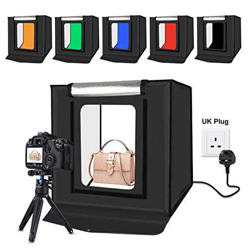Portable Photo Studio Box - 16 inch 40cm Portable Photography Light Tent, Professional Foldable Shooting Lighting Softbox with 2x30 LED Lights & Three-Color Backdrops for Product Display 1